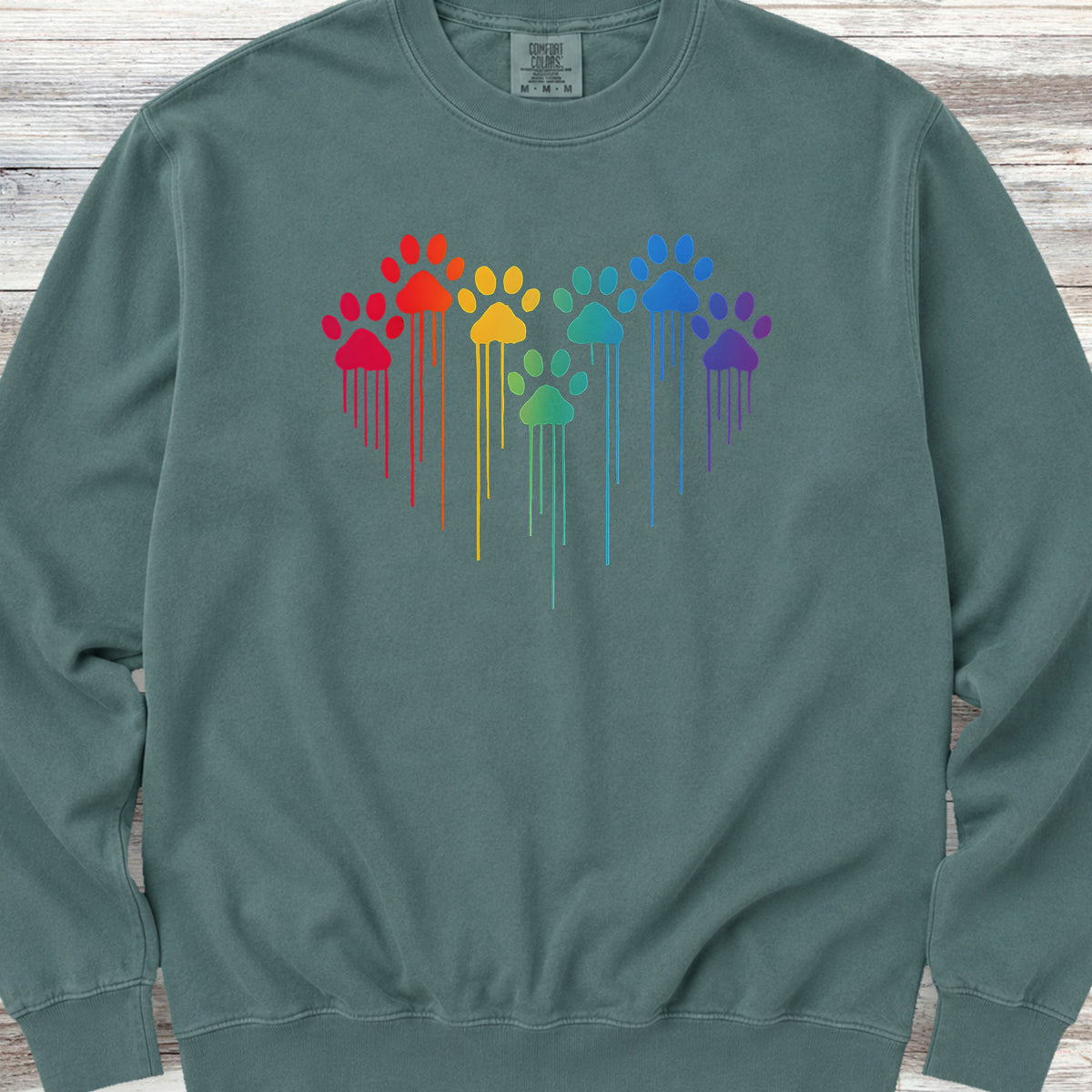 Rainbow Heart Prints Sweatshirt - Blue Spruce