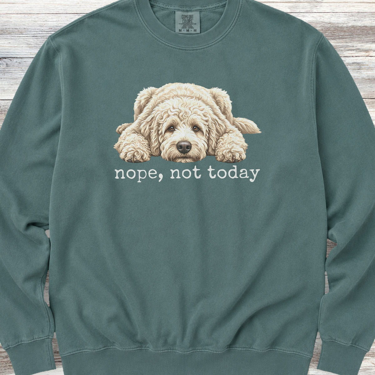 Goldendoodle Cream Nope Sweatshirt - Blue Spruce