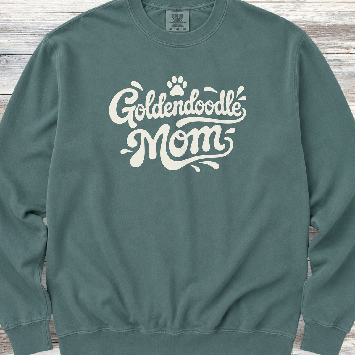 Goldendoodle Groovy Mom Sweatshirt - Blue Spruce