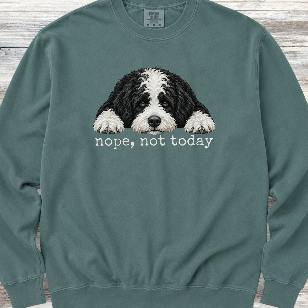 Sheepadoodle Nope Sweatshirt - Blue Spruce