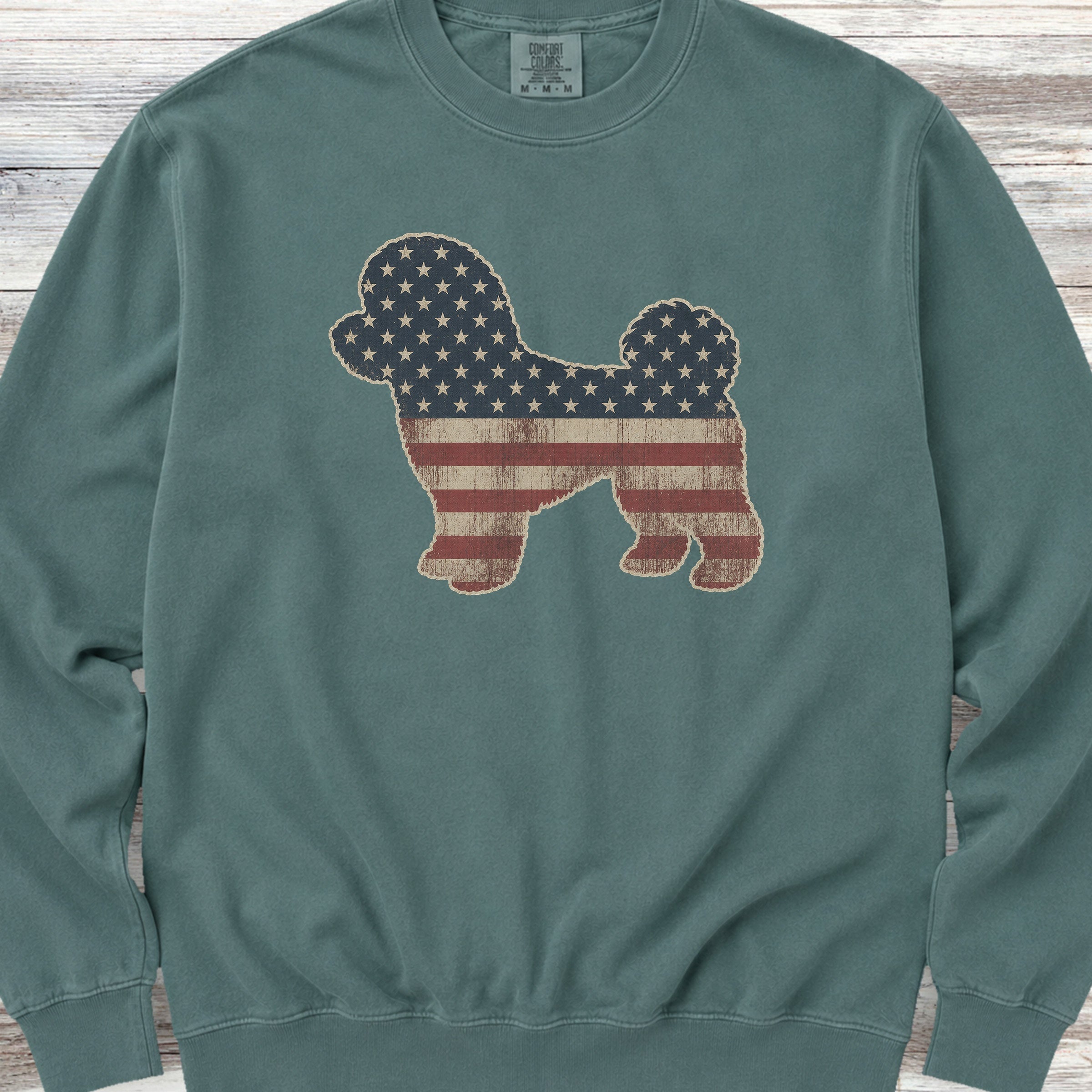 Bichon Frise Vintage USA Sweatshirt - Blue Spruce