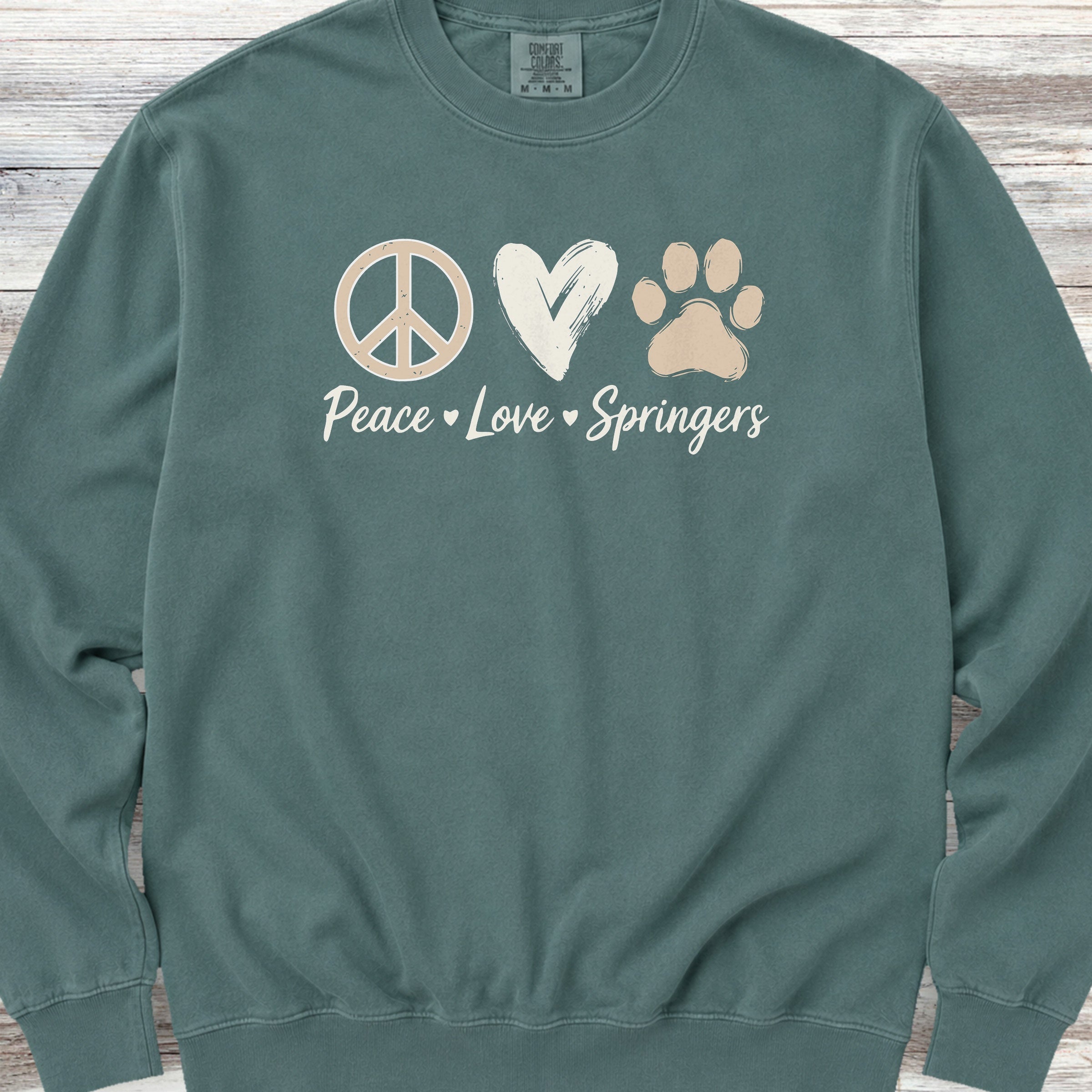 English Springer Spaniel Peace Sweatshirt - Blue Spruce