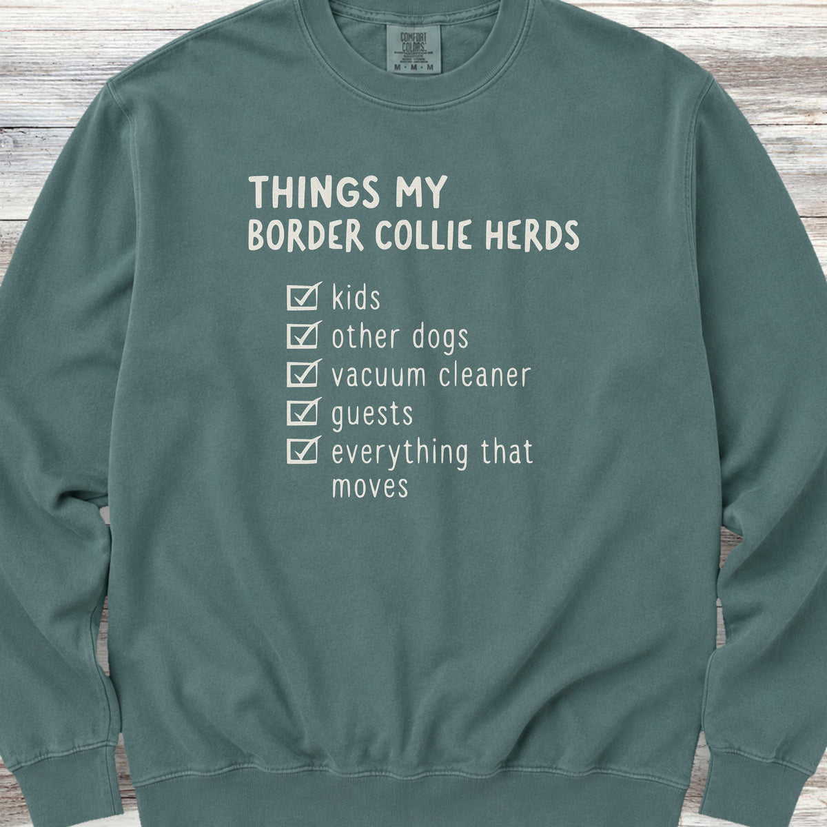 Border Collie Herding List Sweatshirt - Blue Spruce