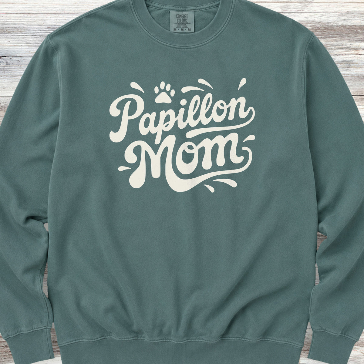 Papillon Groovy Mom Sweatshirt - Blue Spruce