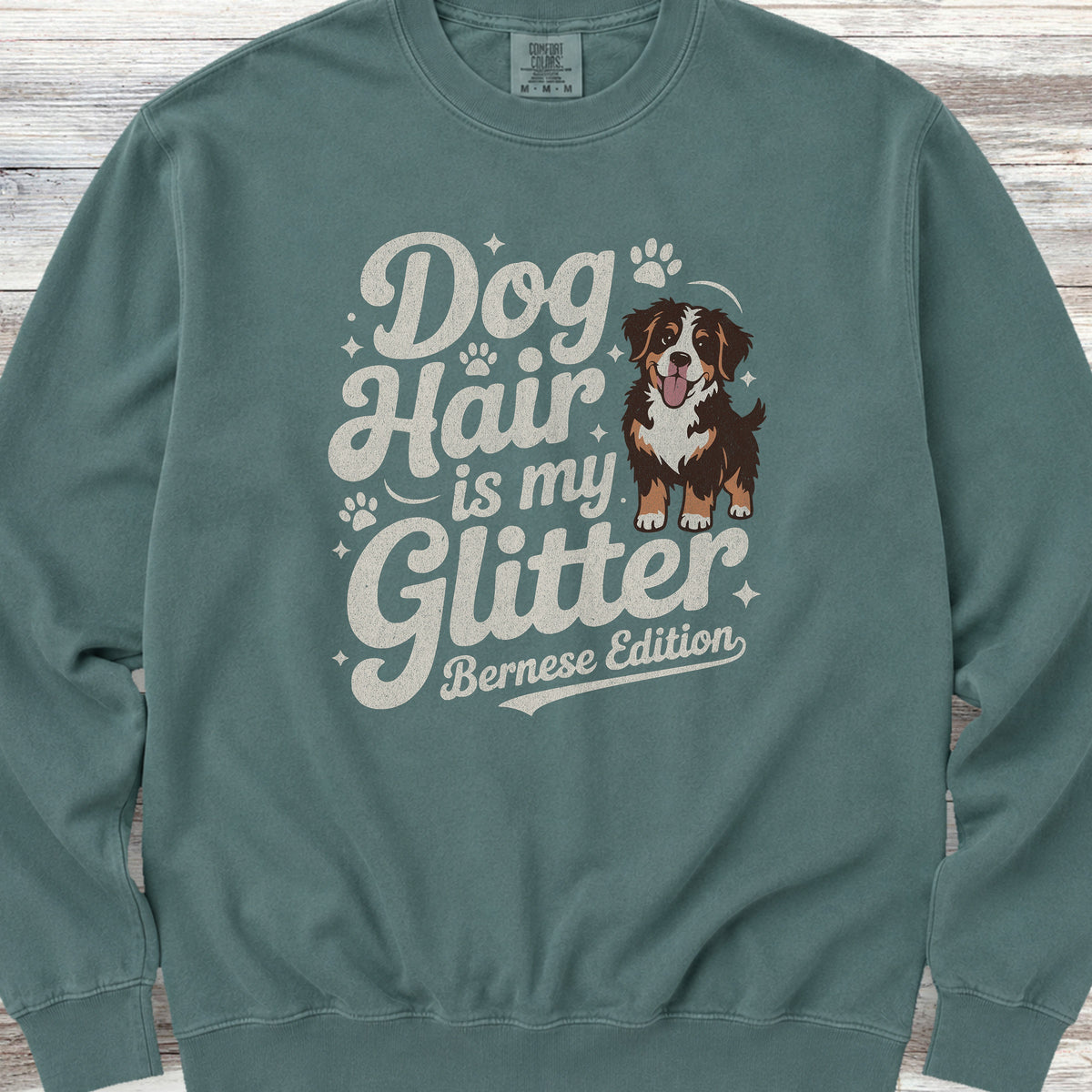 Bernese Mountain Dog Glitter Sweatshirt - Blue Spruce