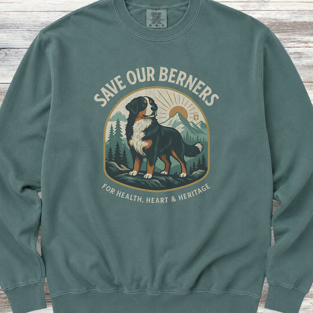 Bernese Mountain Dog Save Berners Sweatshirt - Blue Spruce