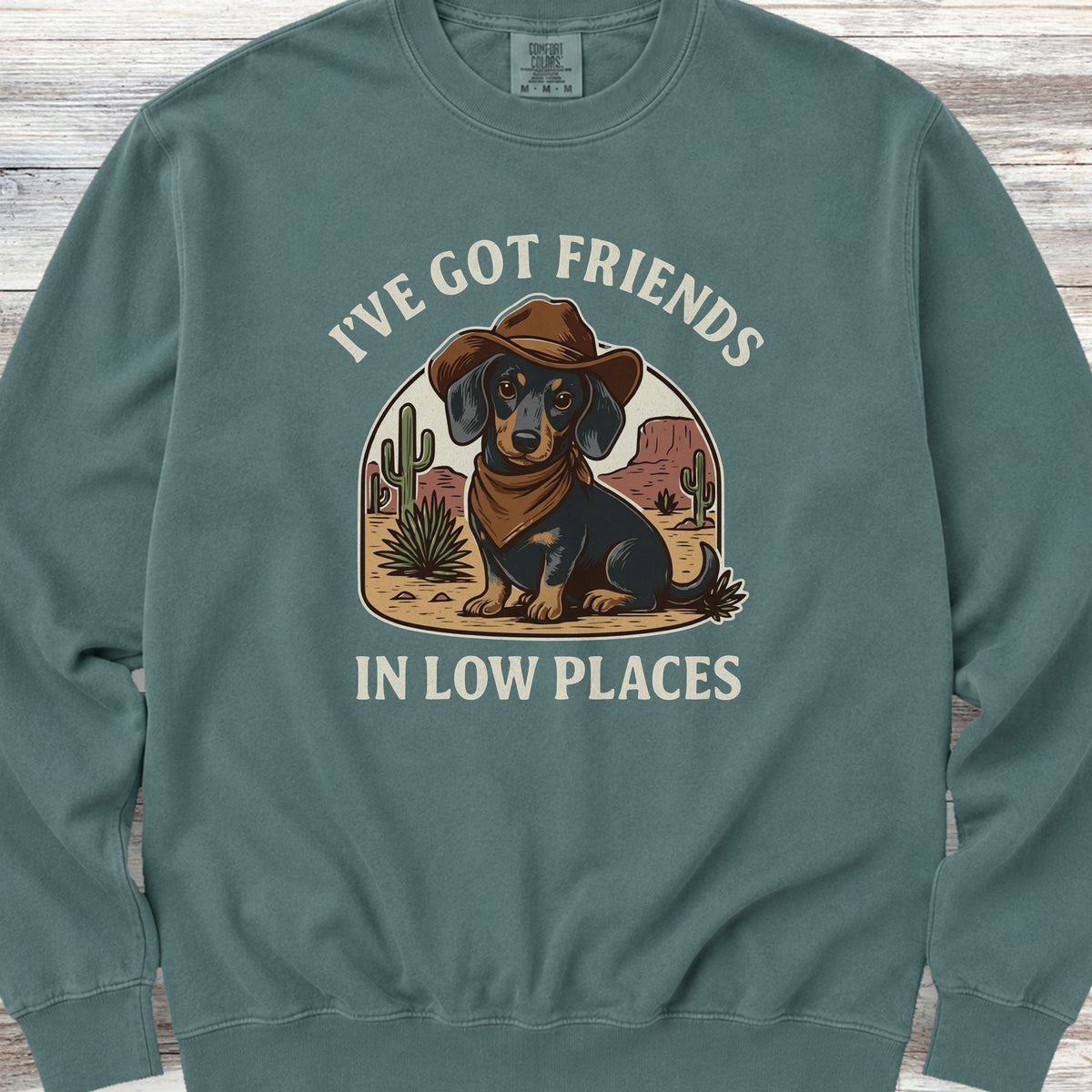 Dachshund Cowboy Friends Sweatshirt - Blue Spruce