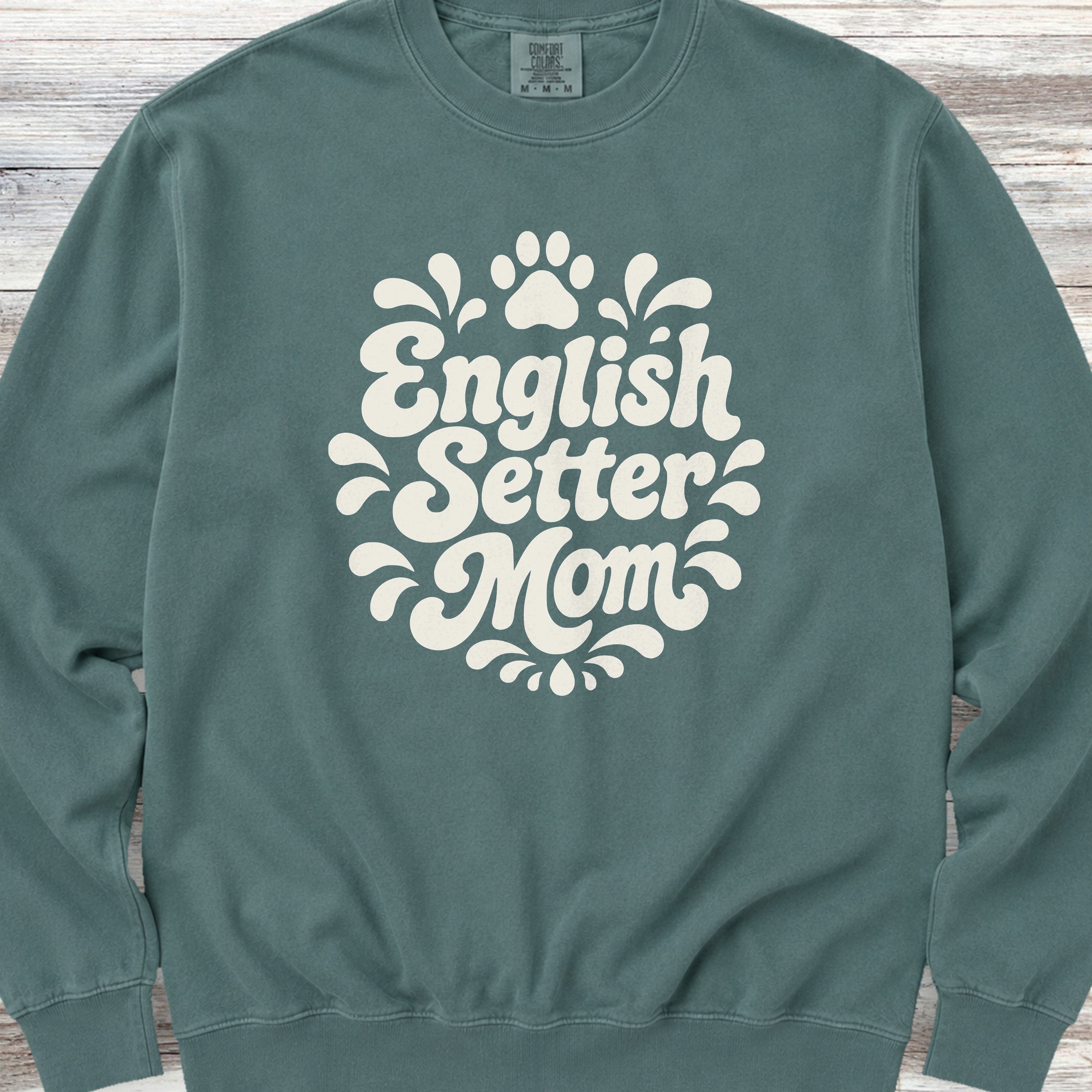 English Setter Groovy Mom Sweatshirt - Blue Spruce