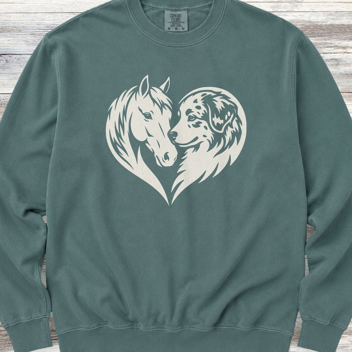 American Shepherd Horse Heart Bond Sweatshirt - Blue Spruce