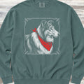 Rough Collie Etching Sweatshirt - Blue Spruce