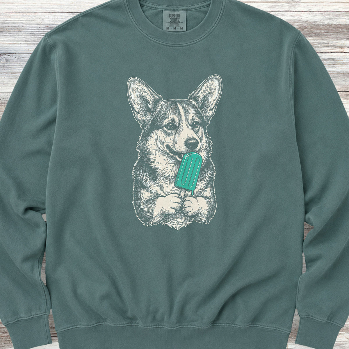 Corgi Pupsicle Sweatshirt - Blue Spruce