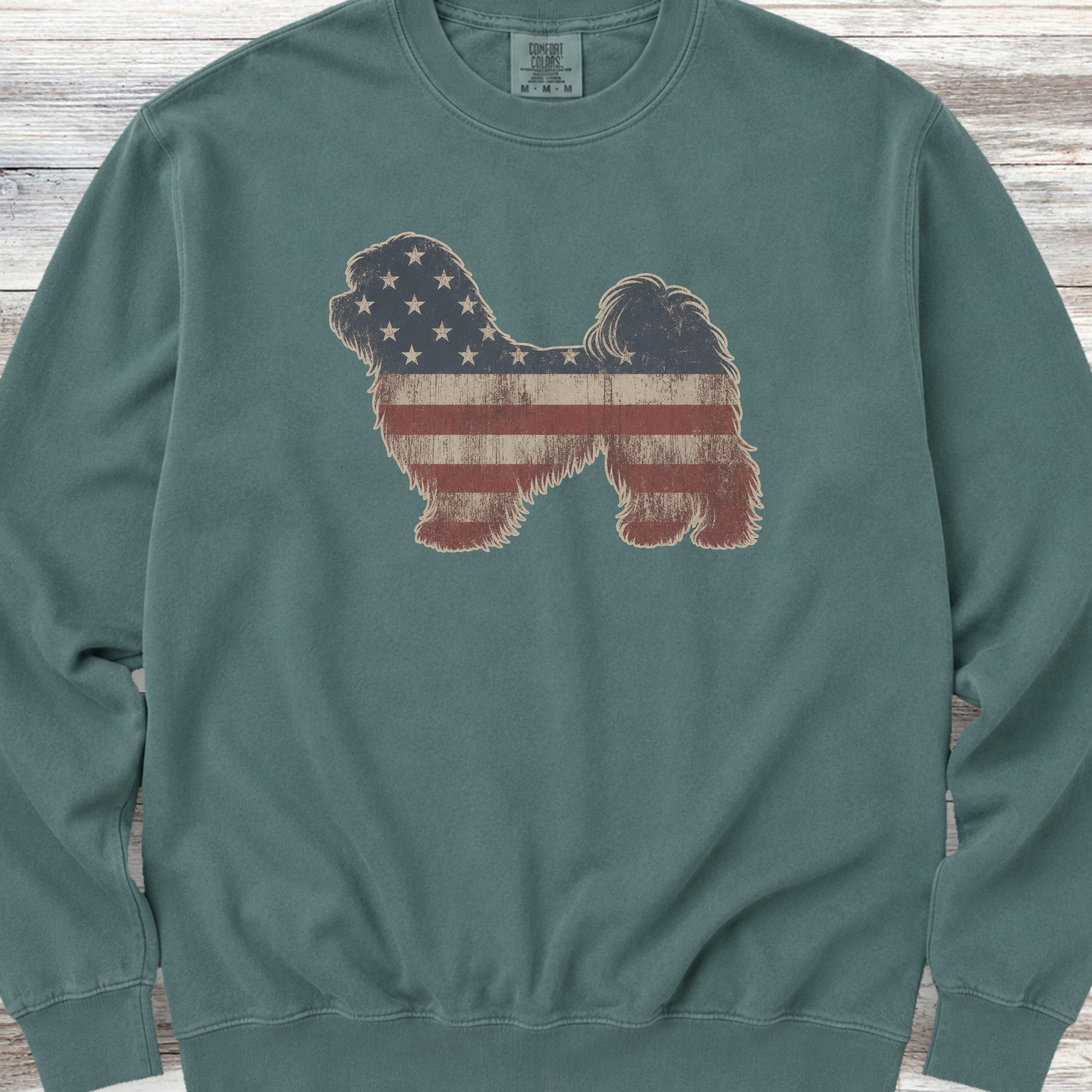 Havanese Vintage USA Sweatshirt - Blue Spruce