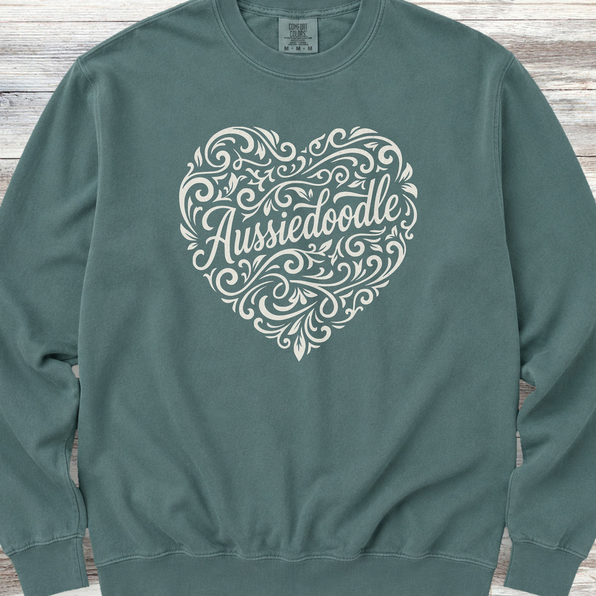 Aussiedoodle Heart Script Sweatshirt - Blue Spruce