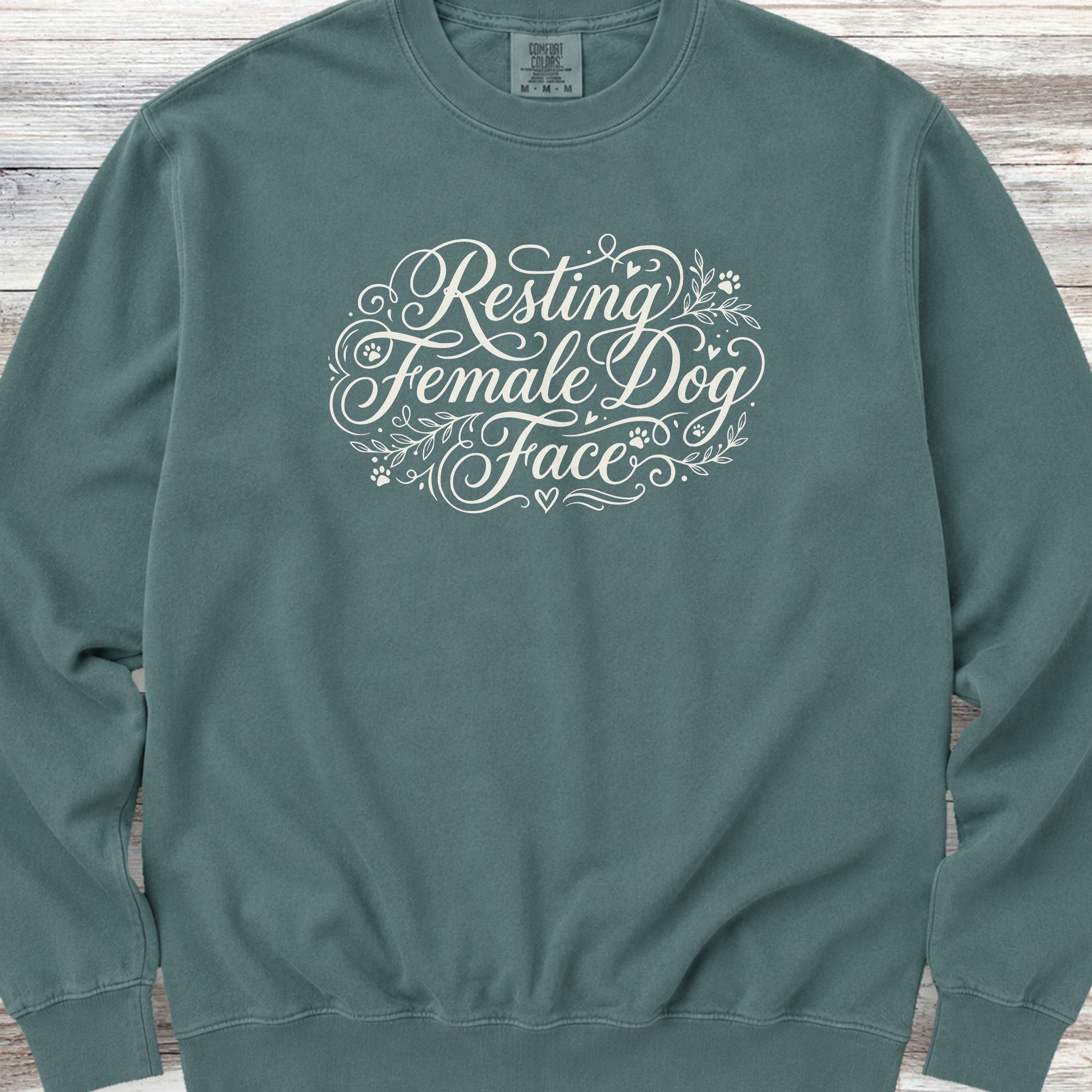 Resting Female Dog Face Sweatshirt - Blue Spruce
