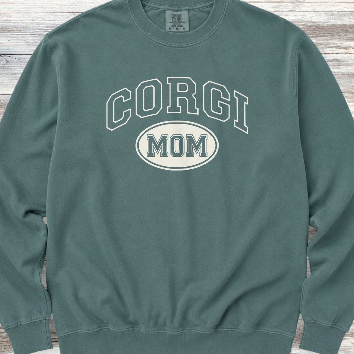 Corgi University Mom Sweatshirt - Blue Spruce