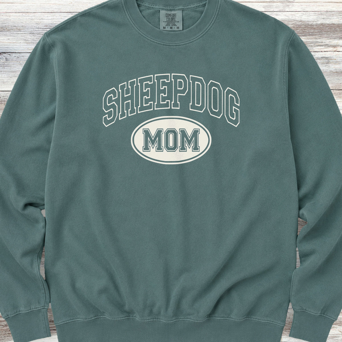 Old English Sheepdog University Mom Sweatshirt - Blue Spruce