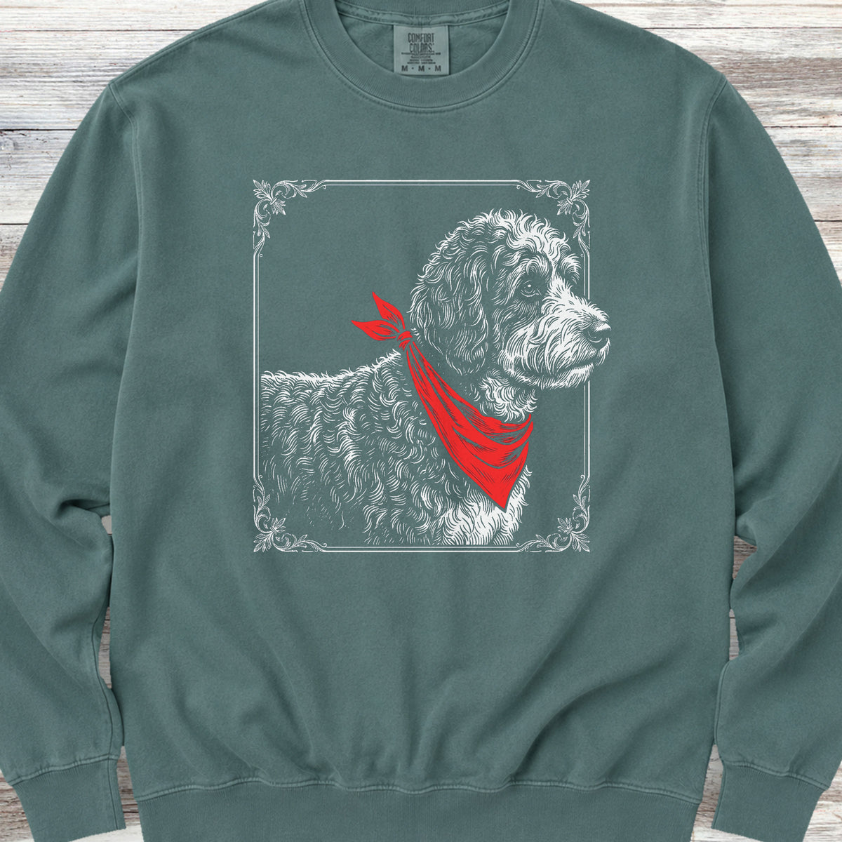 Bernedoodle Etching Sweatshirt - Blue Spruce