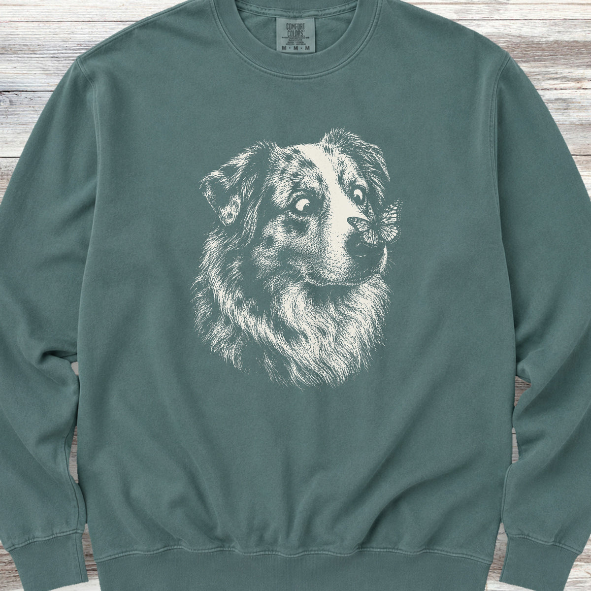 Australian Shepherd Butterfly Sweatshirt - Blue Spruce