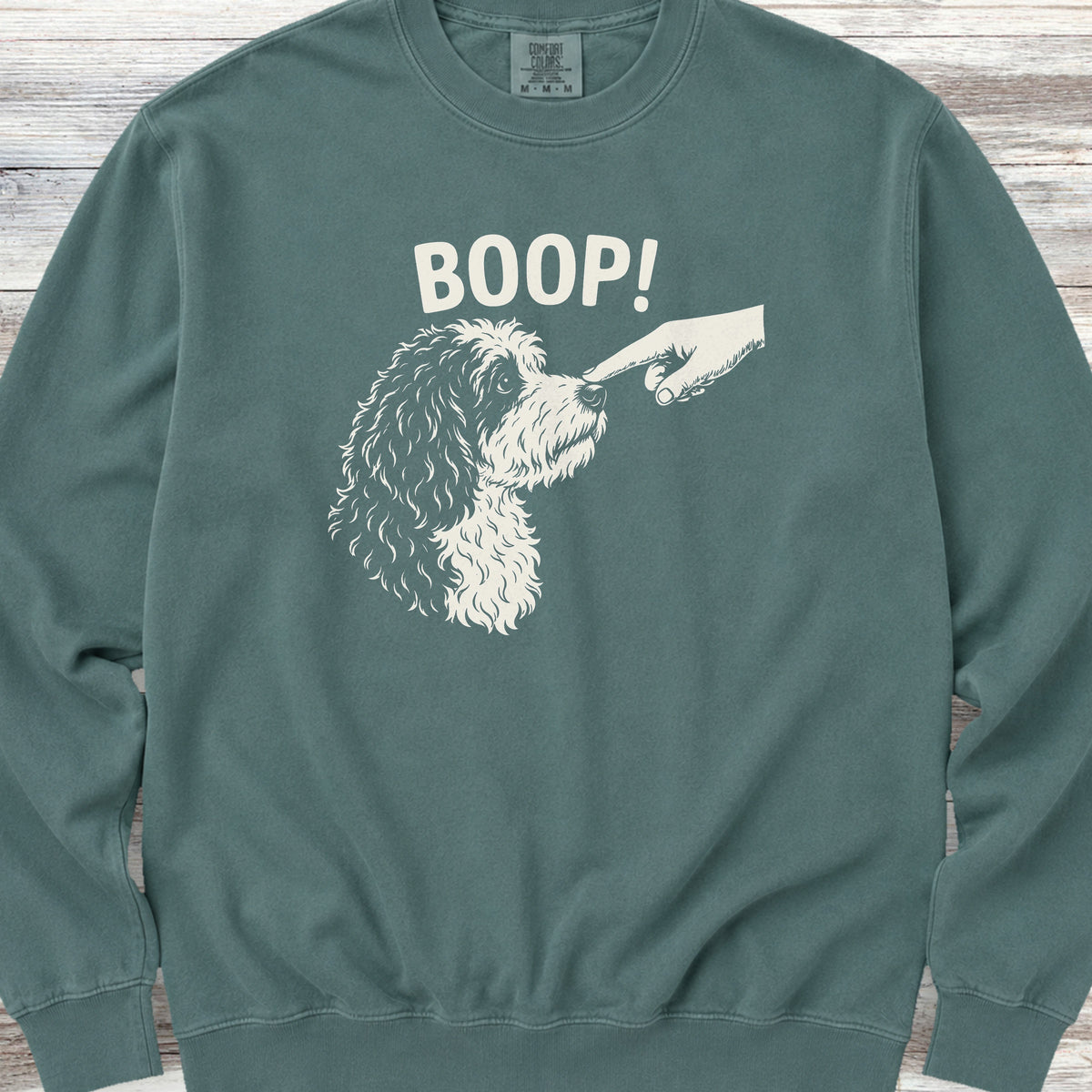 Sheepadoodle BOOP! Sweatshirt - Blue Spruce