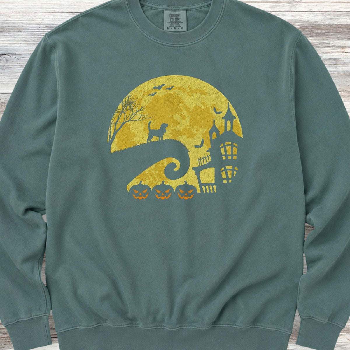 Beagle Halloween Moon Sweatshirt - Blue Spruce