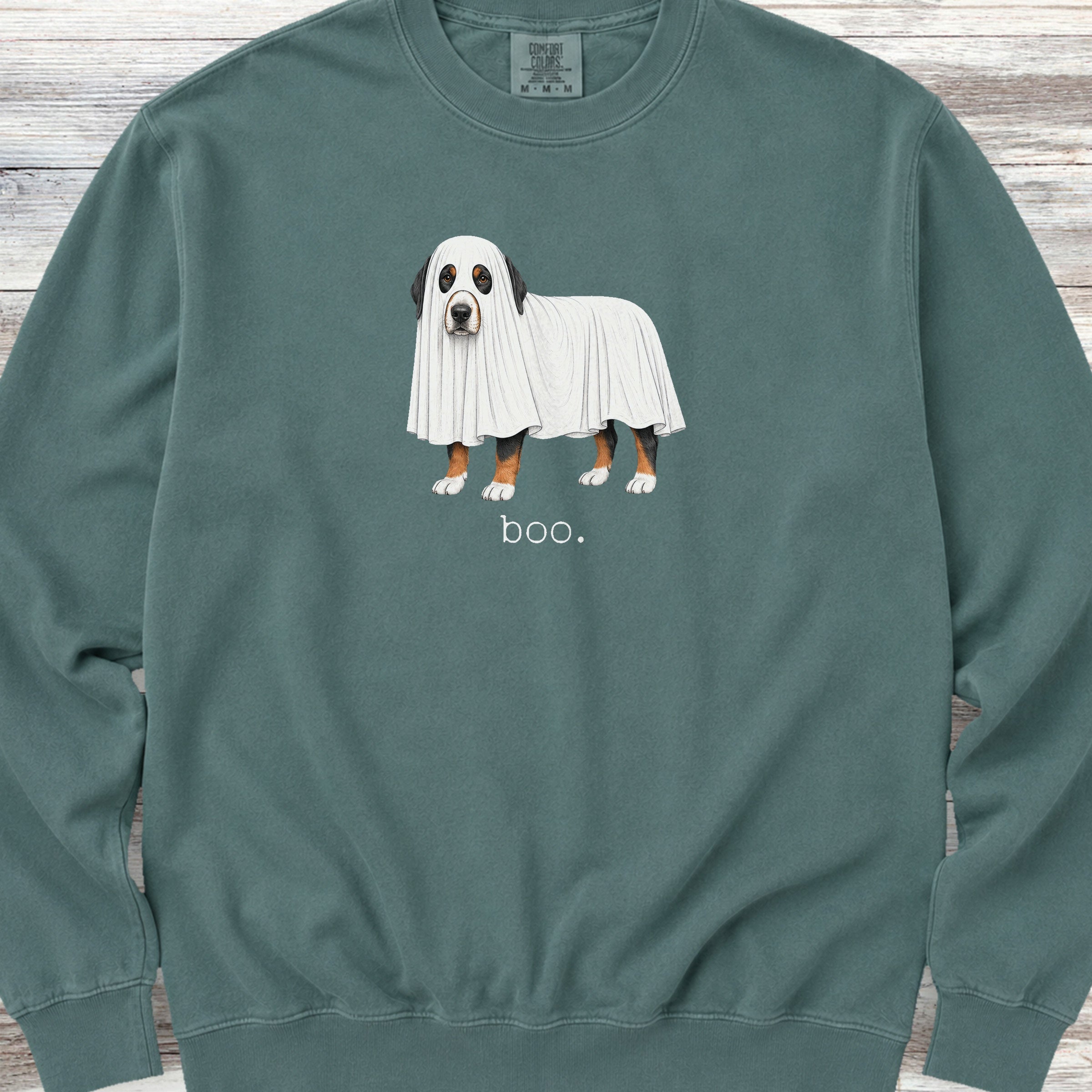 Swiss Mountain Dog Boo Sweatshirt - Blue Spruce