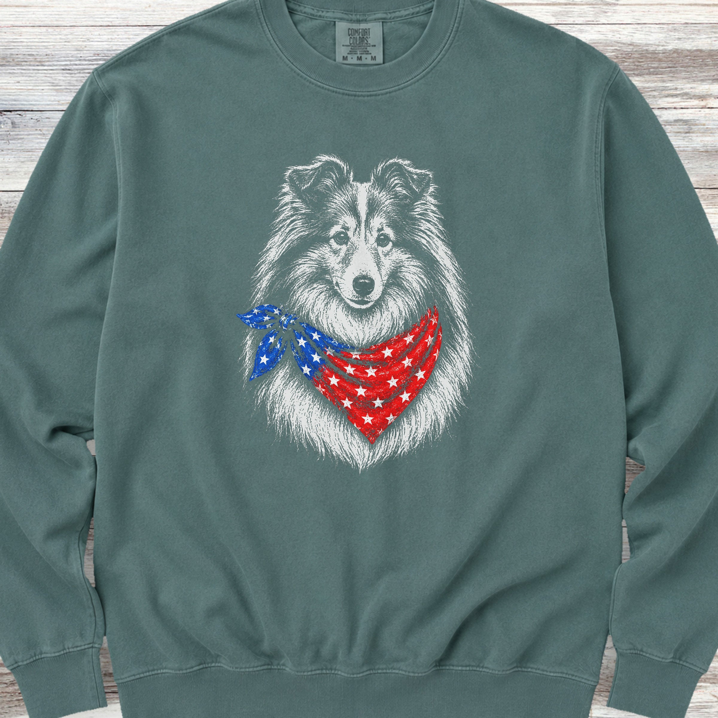 Shetland Sheepdog USA Sweatshirt - Blue Spruce