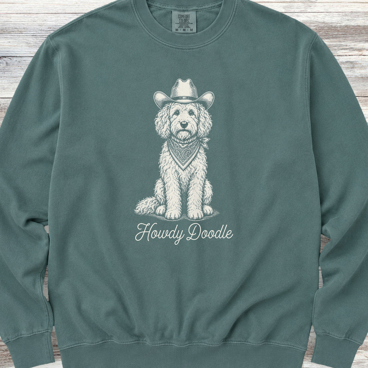 Goldendoodle Howdy Doodle Sweatshirt - Blue Spruce