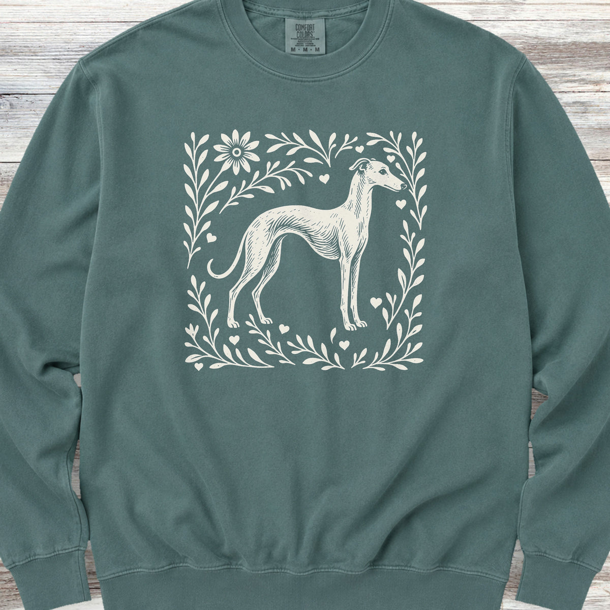 Whippet Linocut Sweatshirt - Blue Spruce