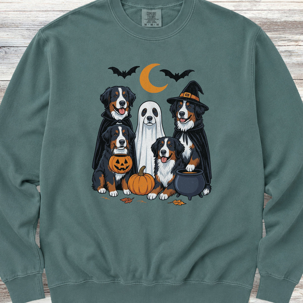 Bernese Mountain Dog Halloween Sweatshirt - Blue Spruce