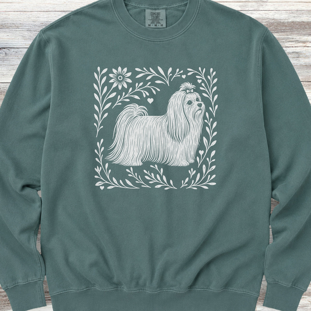 Maltese Linocut Sweatshirt - Blue Spruce