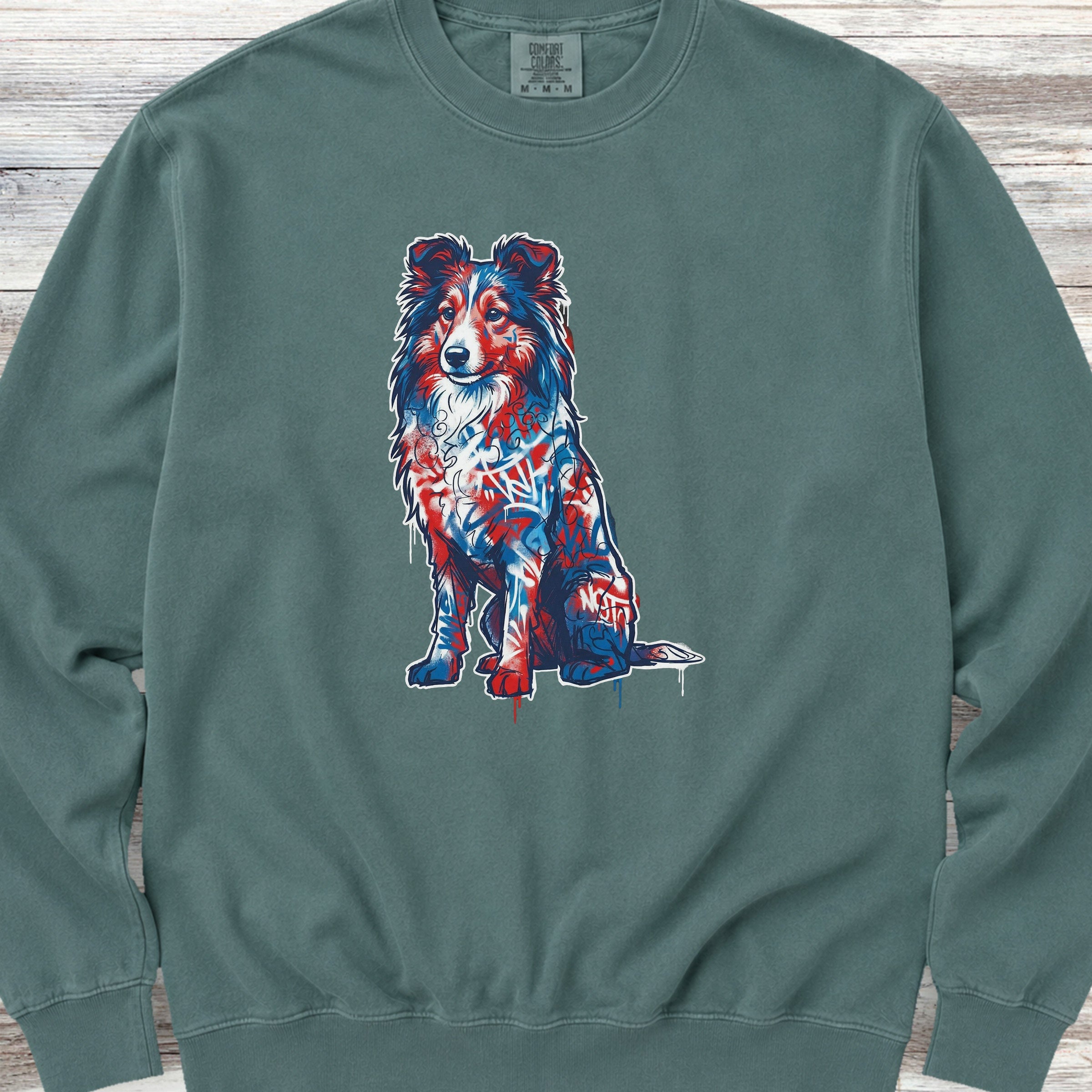 Shetland Sheepdog American Grafitti Sweatshirt - Blue Spruce