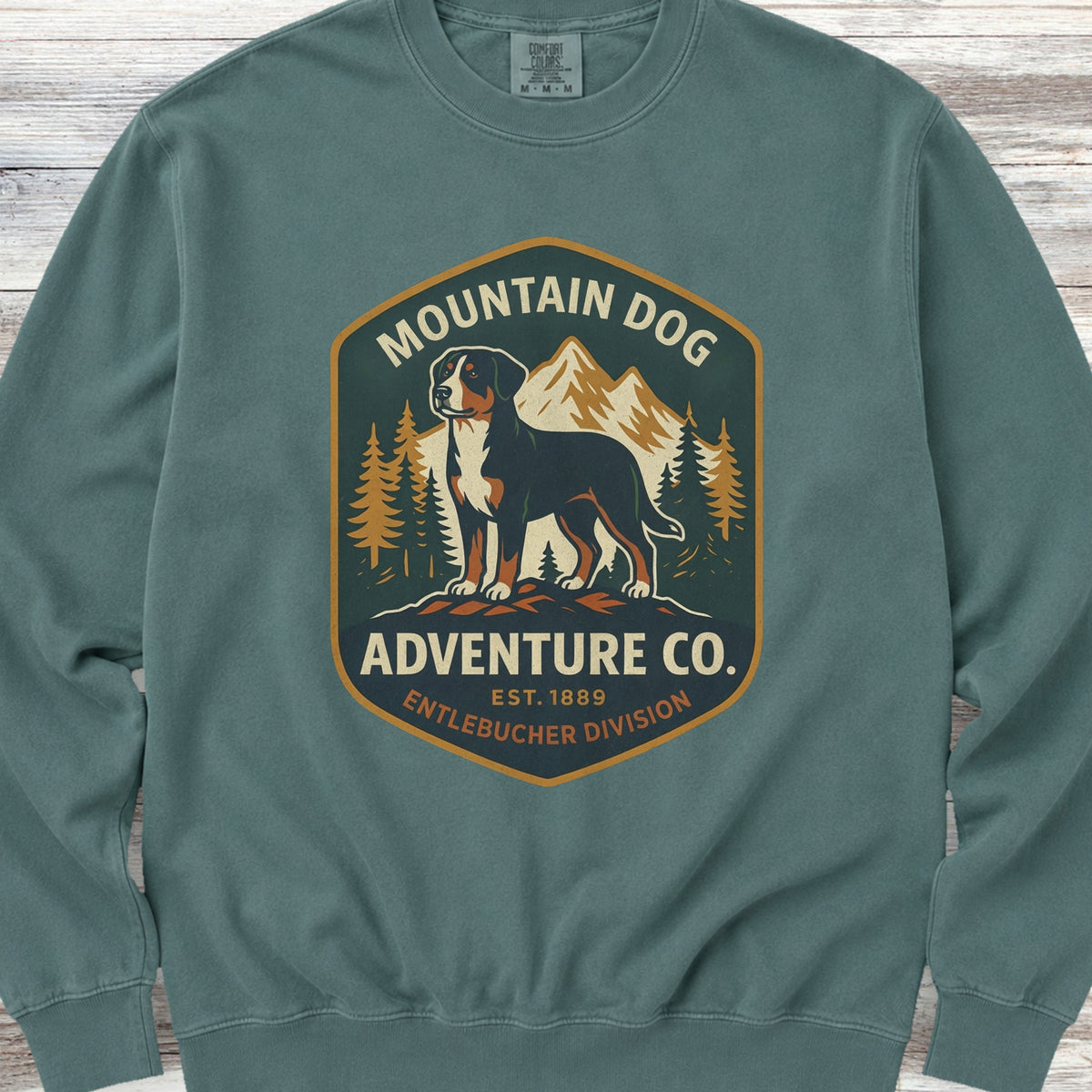 Entlebucher Mountain Dog Adventure Co Sweatshirt - Blue Spruce