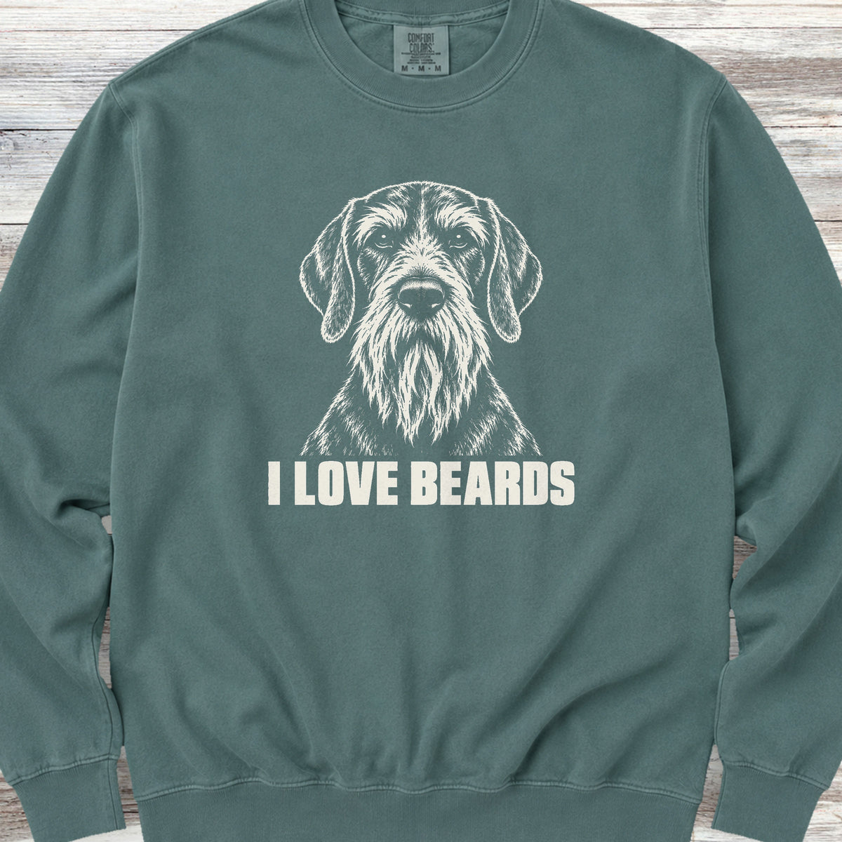 German Wirehaired Pointer I Love Beards Sweatshirt - Blue Spruce