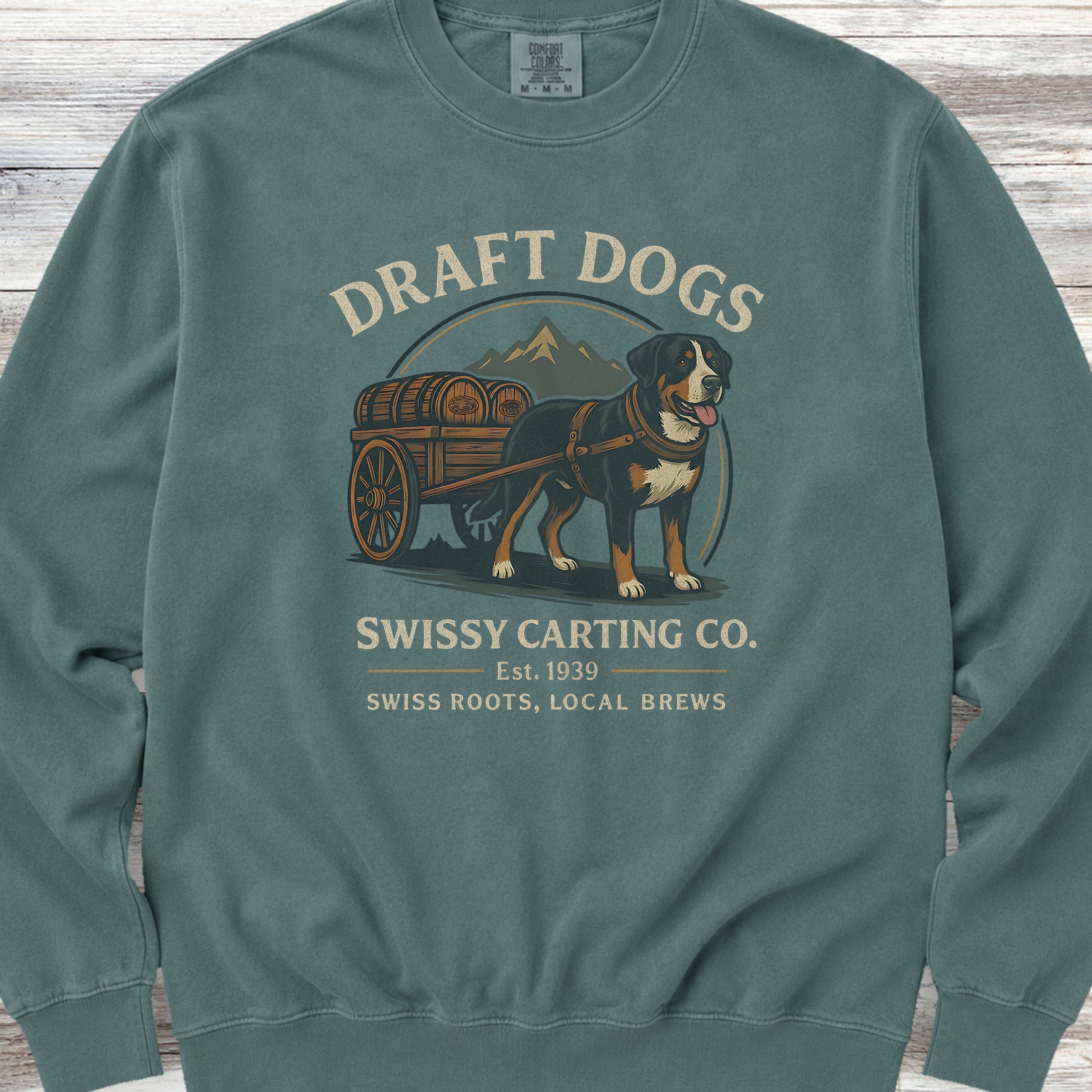 Swiss Mountain Dog Draft Dogs Sweatshirt - Blue Spruce