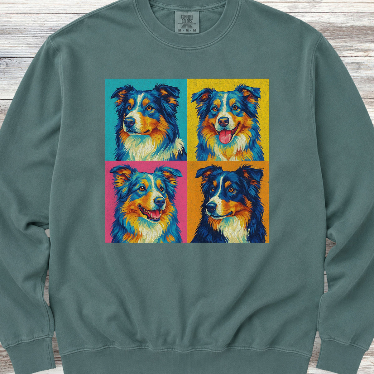 Australian Shepherd Pop Art Sweatshirt - Blue Spruce