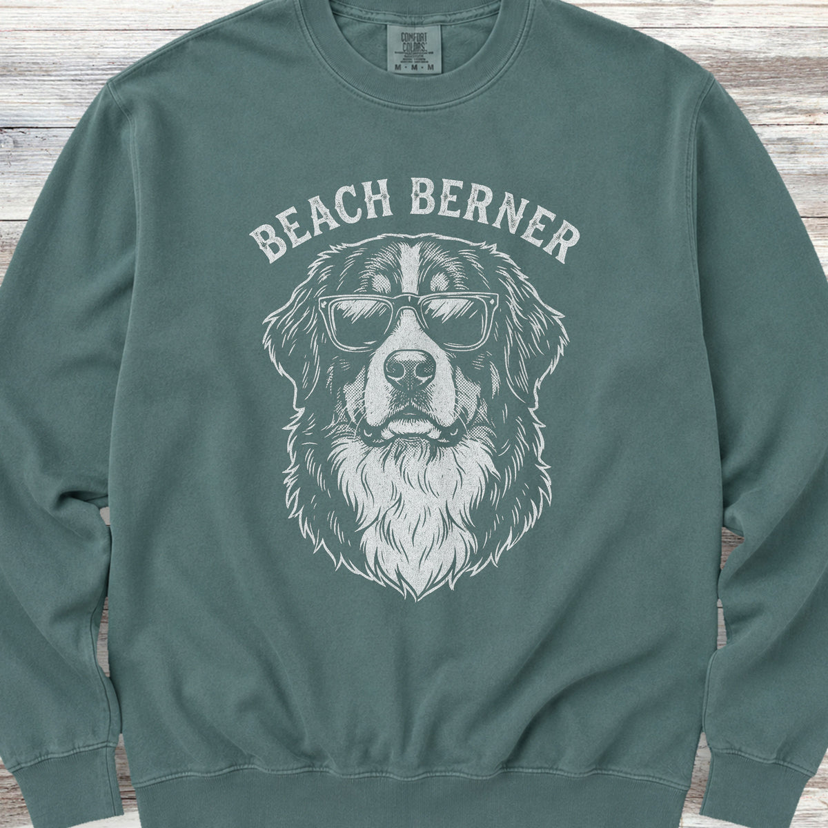 Bernese Mountain Dog Beach Berner Sweatshirt - Blue Spruce