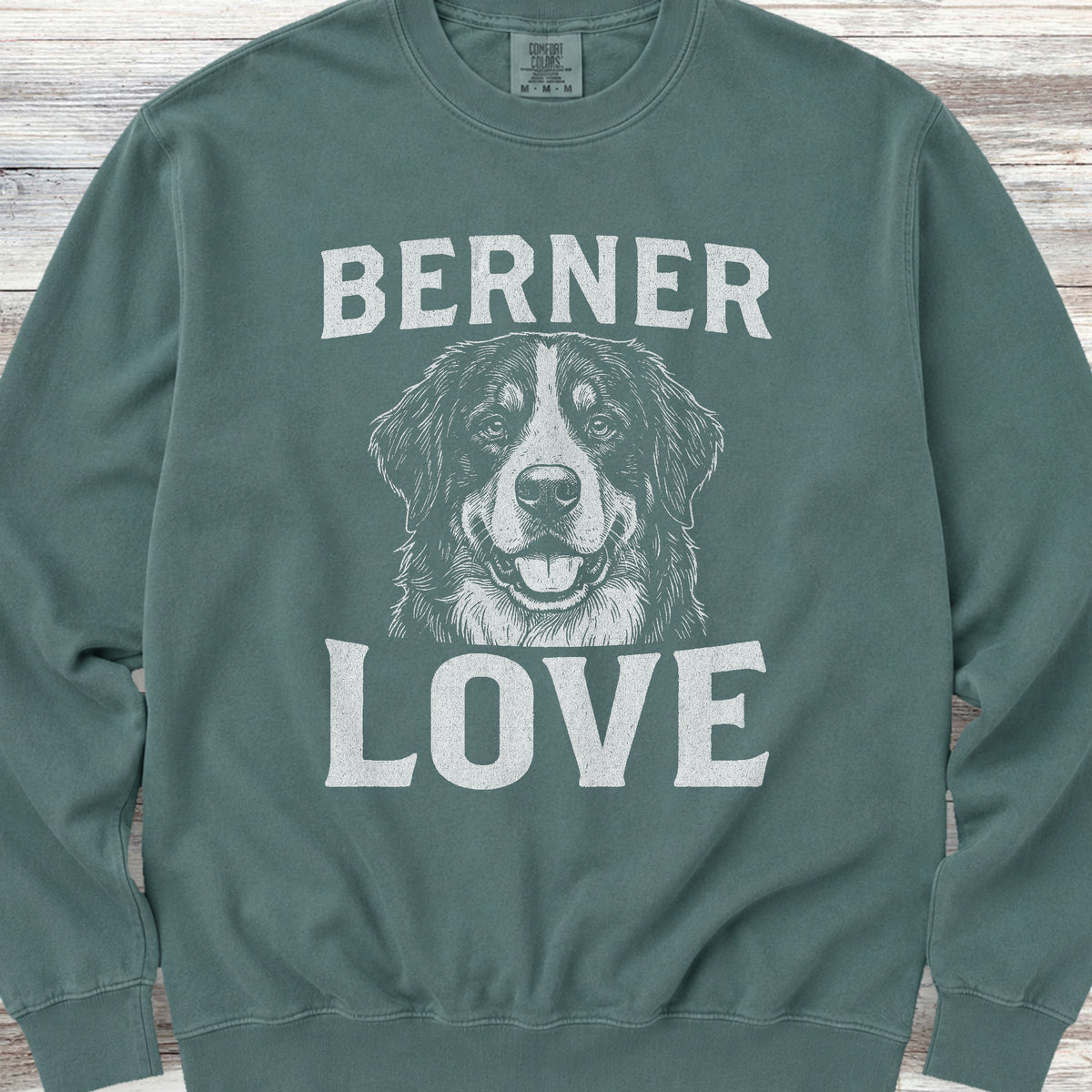 Bernese Mountain Dog Love Portrait Sweatshirt - Blue Spruce
