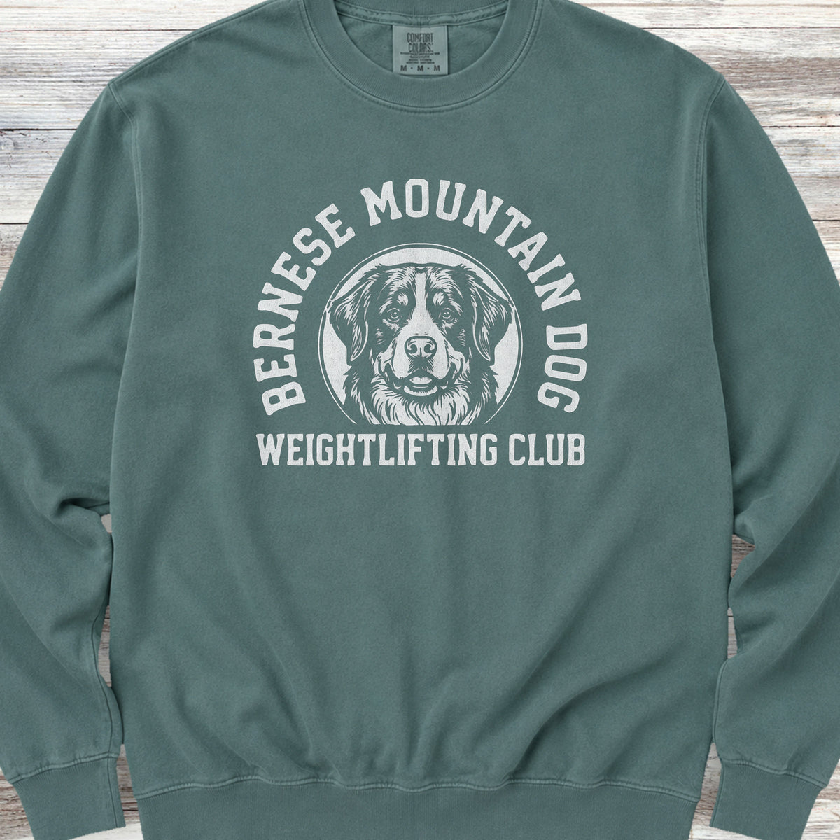 Bernese Mountain Dog Weightlifting Sweatshirt - Blue Spruce