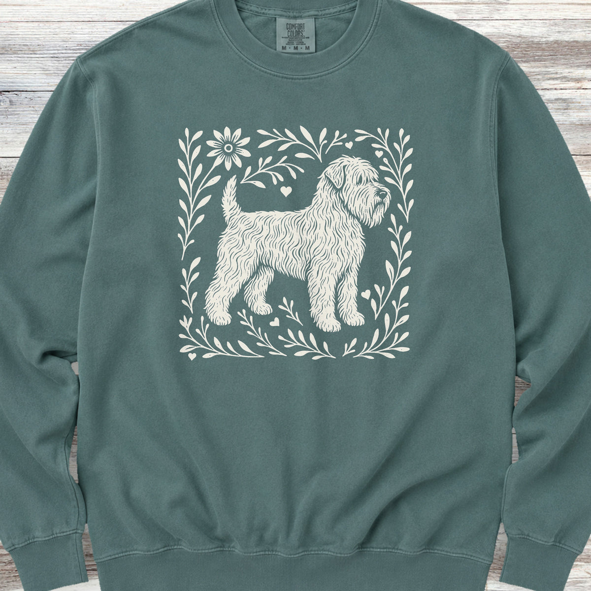 Wheaten Terrier Linocut Sweatshirt - Blue Spruce