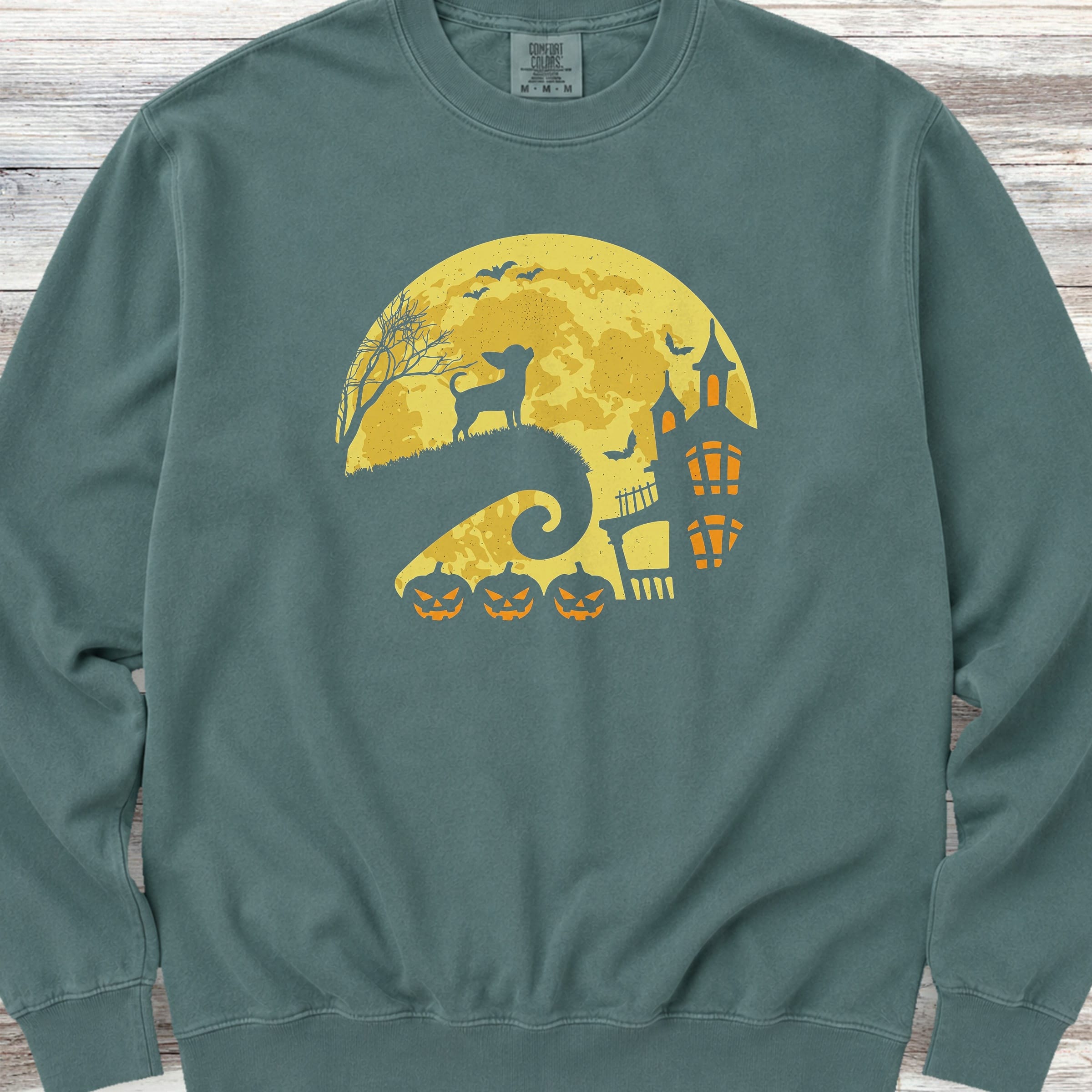 Chihuahua Halloween Moon Sweatshirt - Blue Spruce