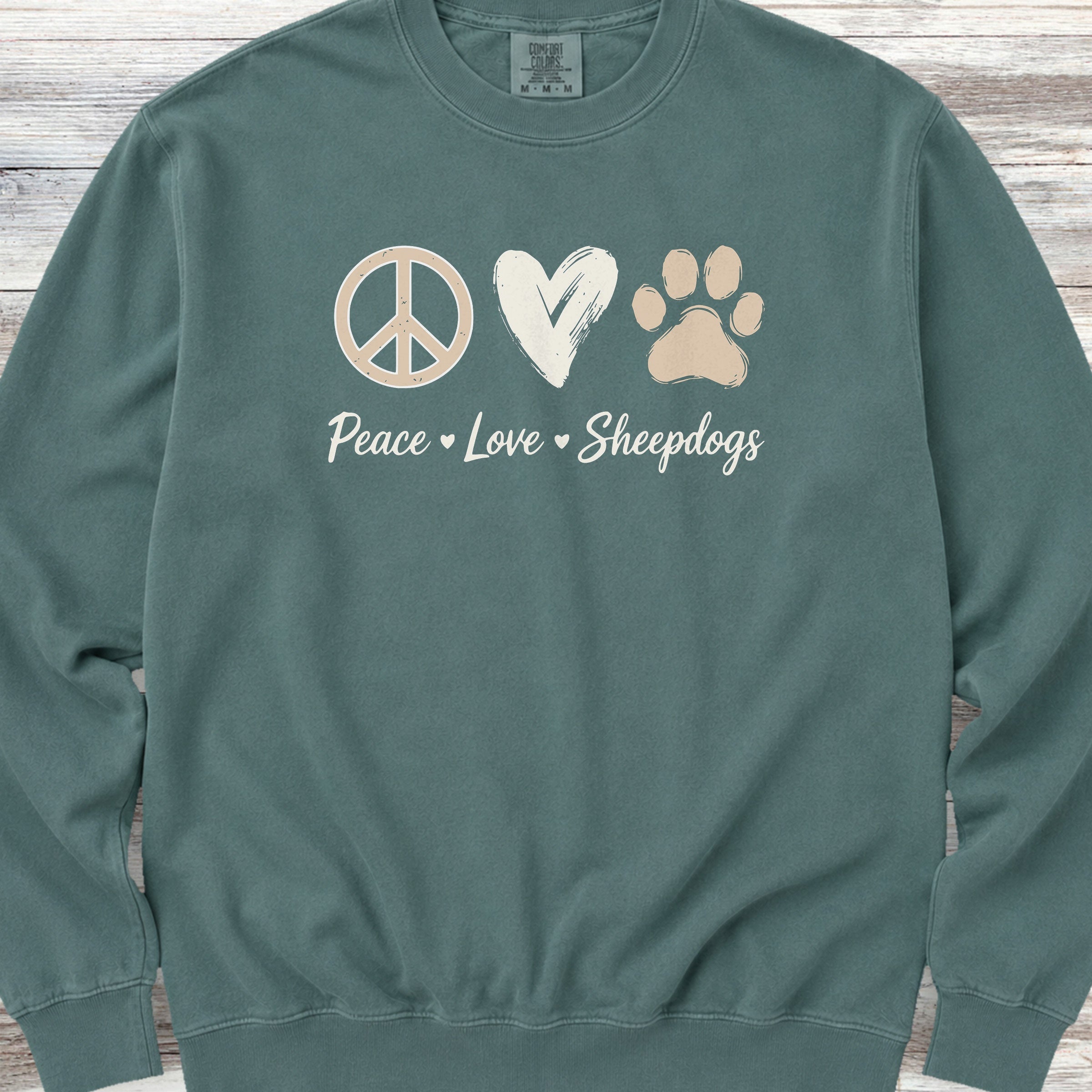 Old English Sheepdog Peace Sweatshirt - Blue Spruce