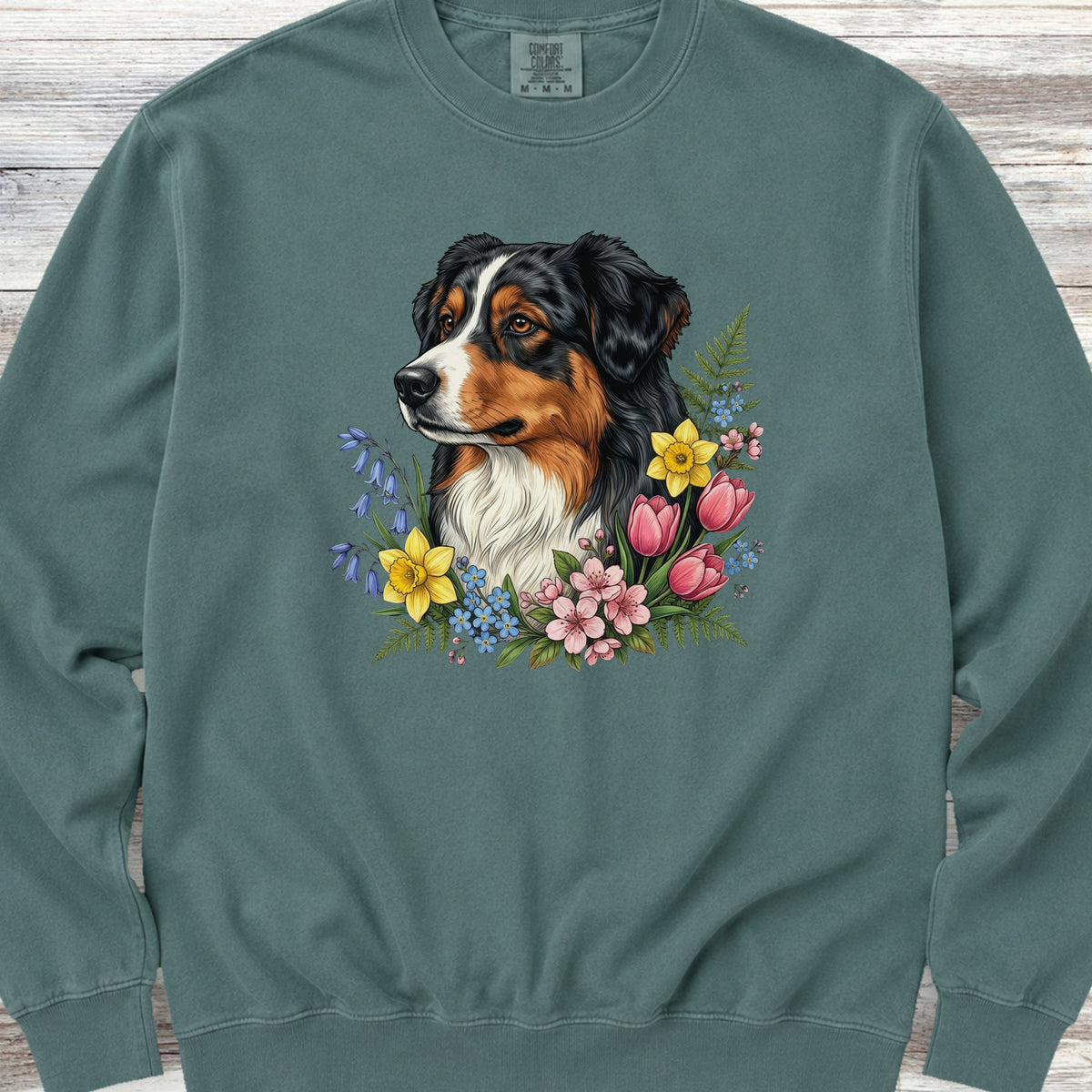 Australian Shepherd Tri Portrait Sweatshirt - Blue Spruce