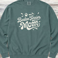 Boston Terrier Groovy Mom Sweatshirt - Blue Spruce