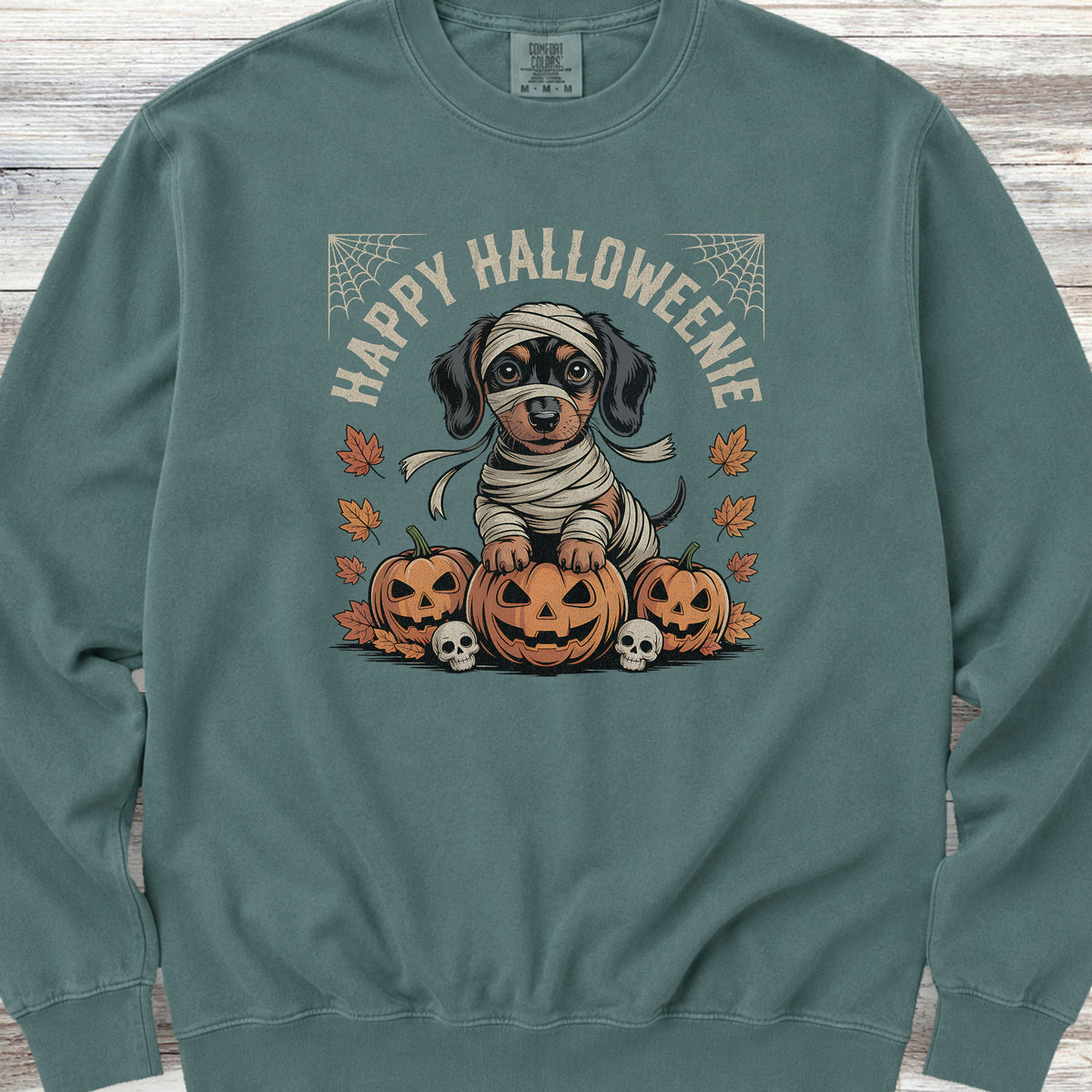 Dachshund Halloweenie Sweatshirt - Blue Spruce