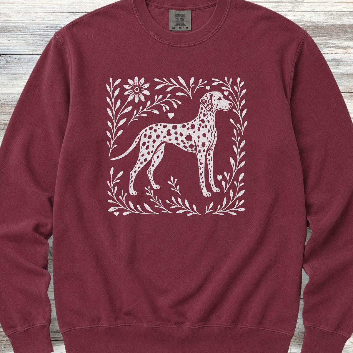 Dalmatian Linocut Sweatshirt - Crimson