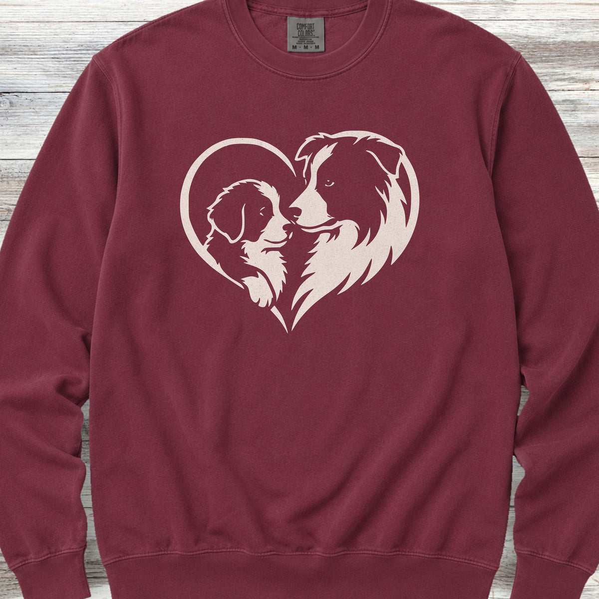 Border Collie Heart Bond Sweatshirt - Crimson