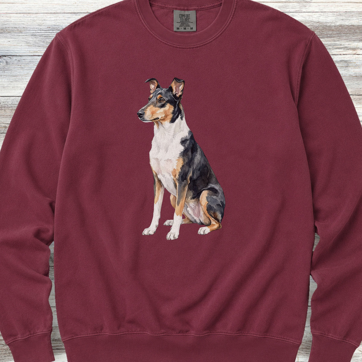 Smooth Collie Watercolor Sweatshirt - Crimson