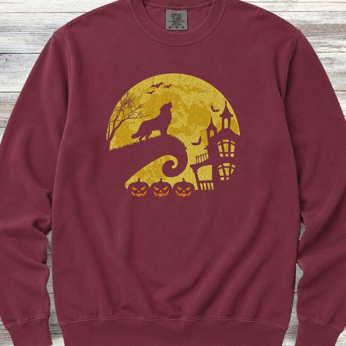 Australian Mountain Dog Halloween Moon Sweatshirt - Crimson