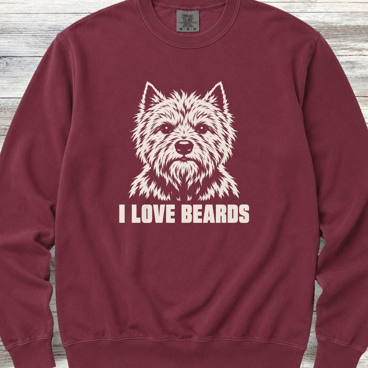 Cairn Terrier I Love Beards Sweatshirt - Crimson