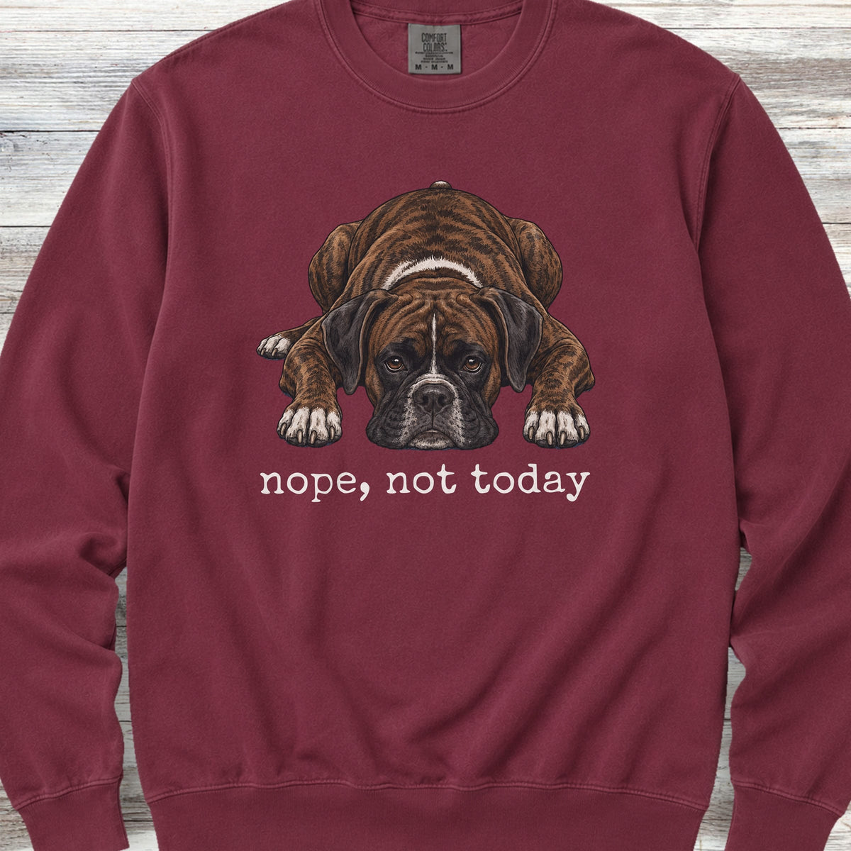 Boxer Brindle Nope Sweatshirt - Crimson